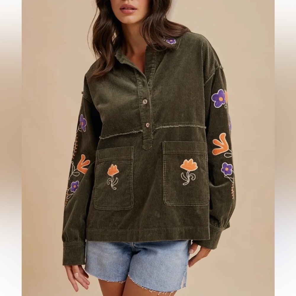 In loom Dark Olive The Dakota Corduroy Top Size Medium 36090
